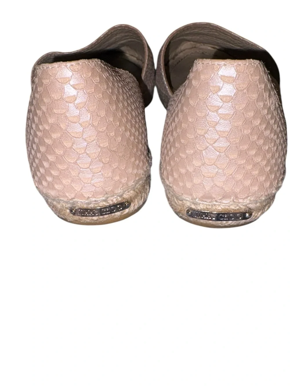 JIMMY CHOO Beige Pearl Embossed Snakeskin Leather Dreya D'Orsay Flat Espadrilles